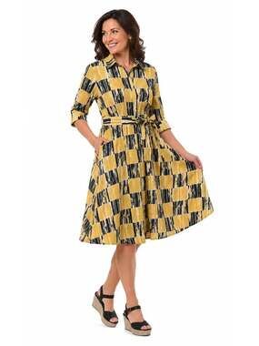 NWT Tulip Clothing Perrin Line Up Cotton Belted Pocket Dress Size MED